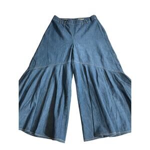 Anthropologie Pilcro Womwn's Blue Ruffle-Hem Cropped Jeans - Size 08 - NWT